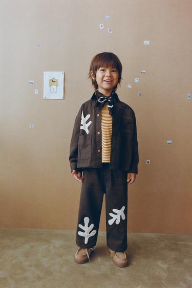 Zara Куртка-рубашка с листьями-нашивками