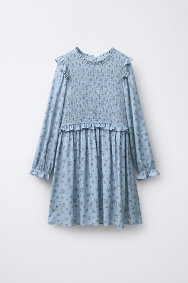Zara Платье с цветочным принтом и узором «соты» купить с доставкой.