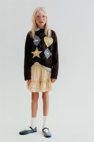 Zara Юбка-шорты с принтом черники