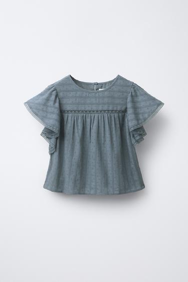 Zara Блузка с оборками из кружева купить с доставкой.