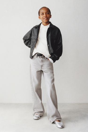 Zara Куртка-рубашка из искусственной кожи с карманами