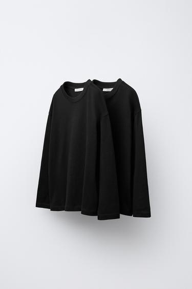 Zara Набор из двух однотонных футболок купить с доставкой.