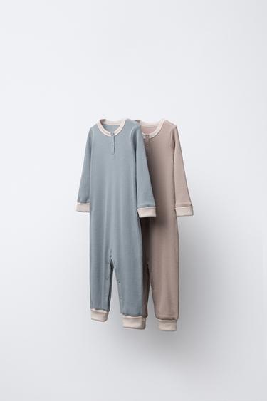 Zara Набор из двух цельных пижам в рубчик