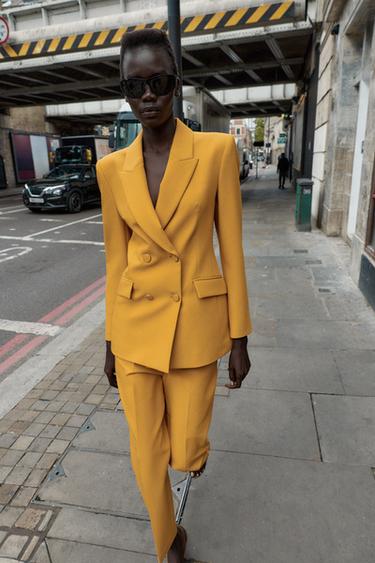 Zara Двубортный блейзер с подплечниками