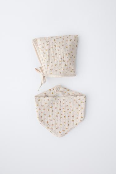 Zara Набор чепчик и бандана цветы