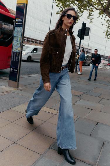 Zara Джинсы Z1975 WIDE LEG с высокой посадкой и плетеным ремнем, полной длины