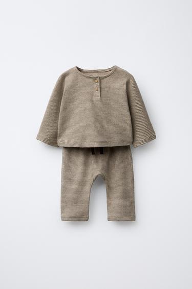 Zara Комплект из футболки и брюк в полоску купить с доставкой.