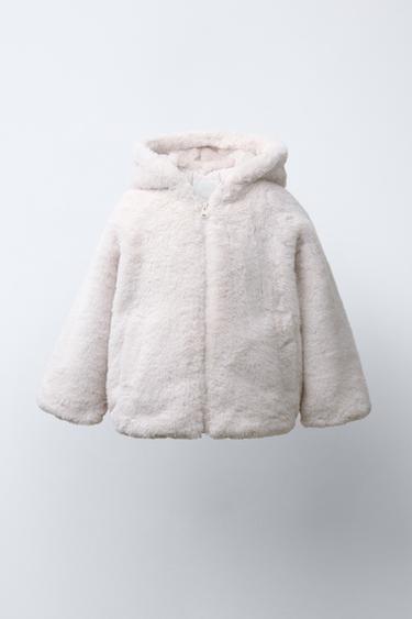 Zara Куртка из искусственного меха с капюшоном