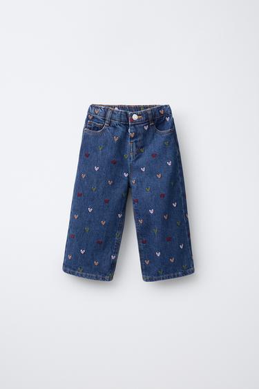 Zara Джинсы-кюлоты с вышивкой «сердечки» купить с доставкой.