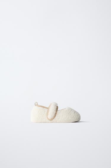 Zara Балетки с отделкой из меха овечки купить с доставкой.