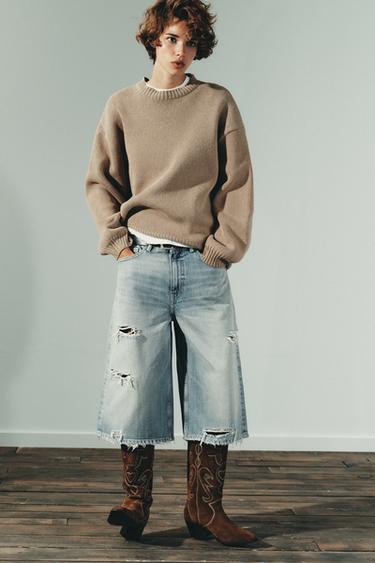 Zara Кожаные сапоги с вышивкой