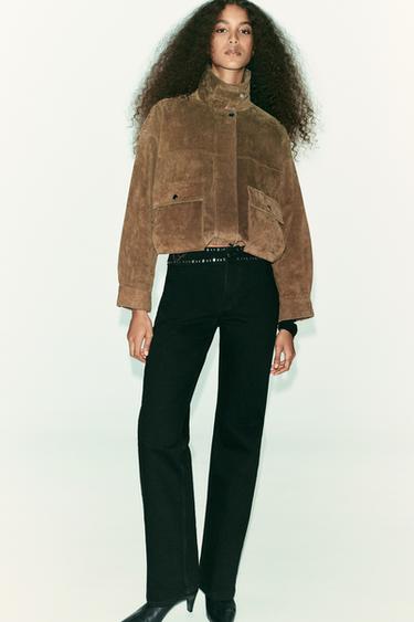 Zara Джинсы Z1975 STRAIGHT LONG-LENGTH с высокой посадкой и заклепками