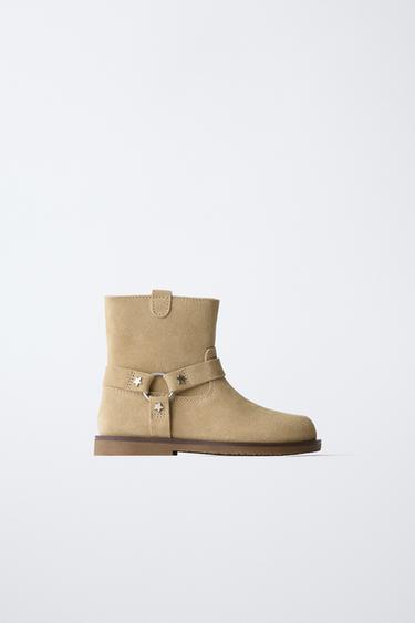 Zara Кожаные байкерские ботинки купить с доставкой.