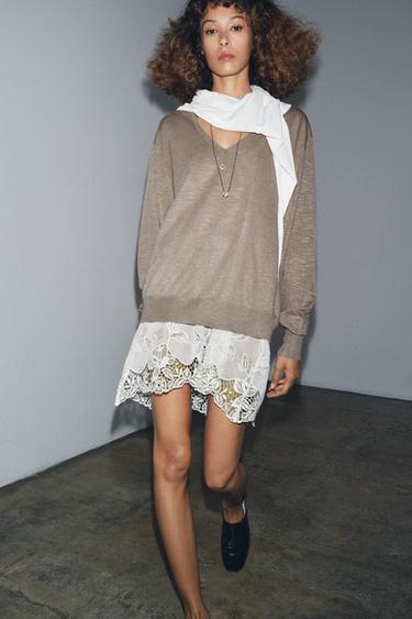 Zara Комбинированный трикотажный джемпер