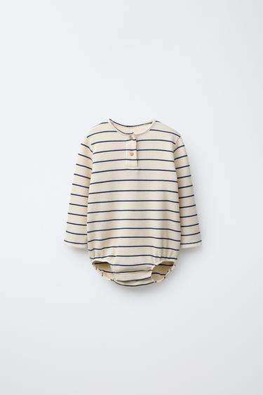 Zara Вафельный боди в полоску купить с доставкой.