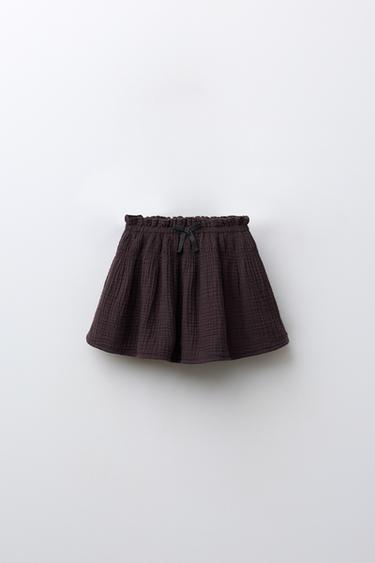 Zara Юбка-шорты с бантом и текстурой