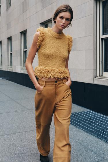 Zara Топ из ворсистого трикотажа купить с доставкой.