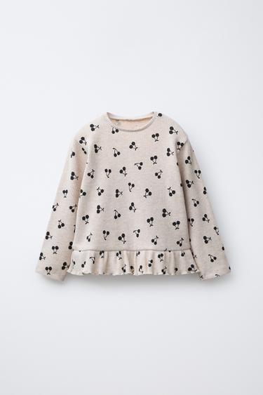 Zara Футболка с принтом и оборкой из мягкой ткани купить с доставкой.