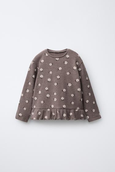 Zara Футболка с принтом и оборкой из мягкой ткани купить с доставкой.