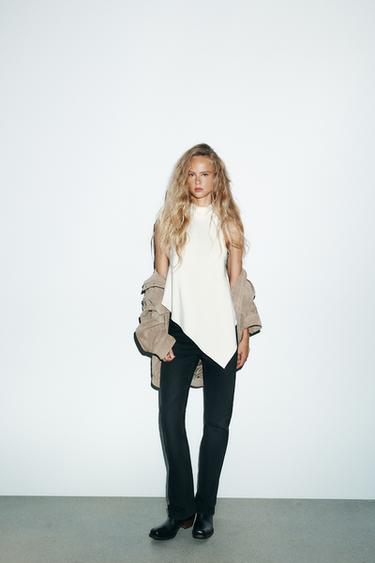 Zara Атласный топ с горловиной халтер купить с доставкой.