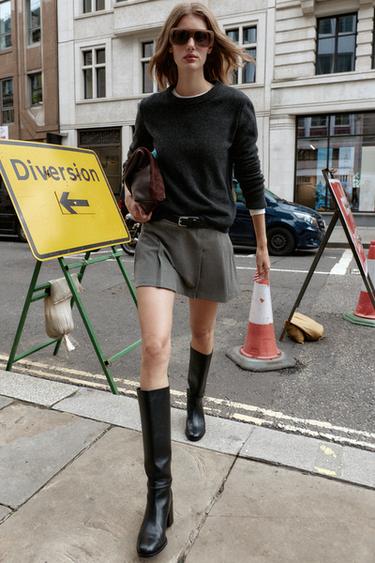 Zara Юбка-брюки со складками и ремнем