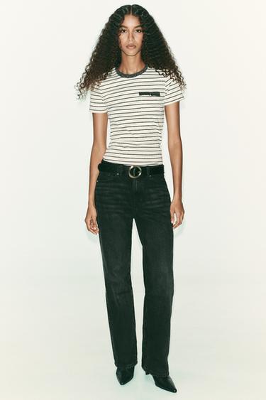 Zara Футболка из трикотажа с металлизированной нитью