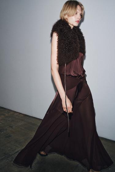 Zara Длинное комбинированное платье купить с доставкой.