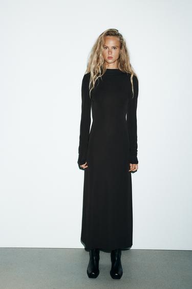 Zara Креповое платье с открытой спиной купить с доставкой.