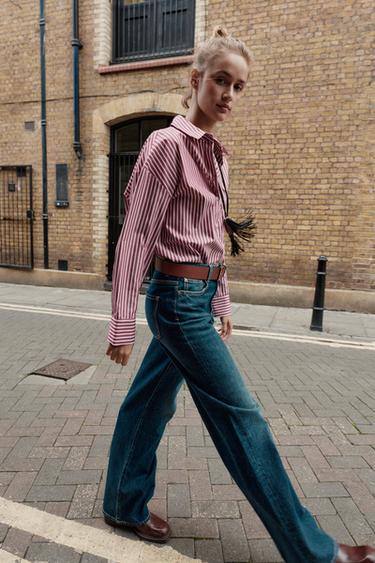 Zara Базовая рубашка из поплина