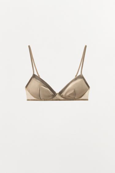 Zara Плиссированный атласный бралетт купить с доставкой.