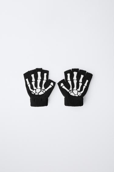 Zara Вязаные митенки с карнавальным принтом «скелет»