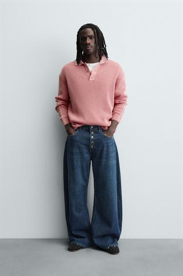 Zara Поло из вымытого вафельного трикотажа