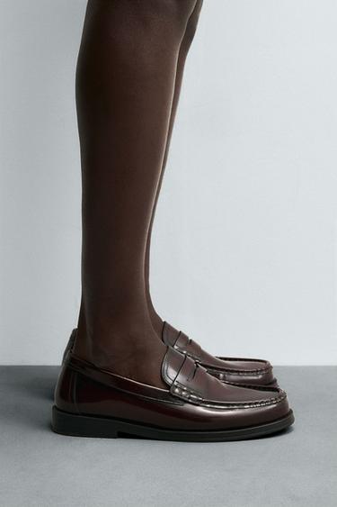 Zara Кожаные лоферы с планкой