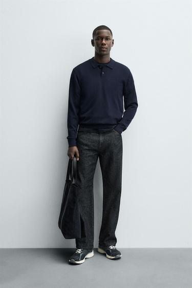 Zara Трикотажное поло из 100% шерсти