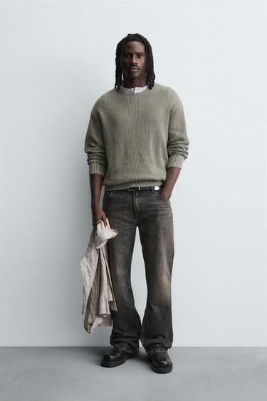 Zara Свитер в рубчик с эффектом потертости