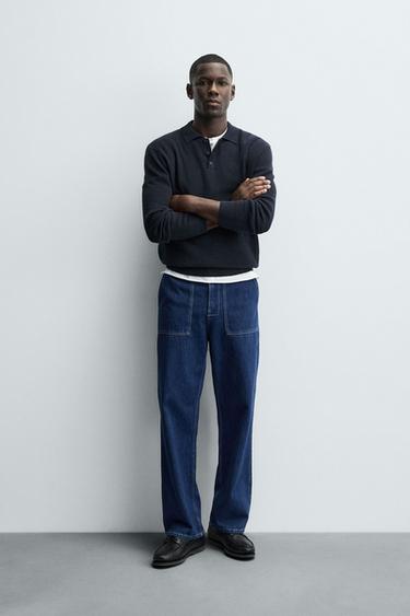 Zara Поло из жемчужного трикотажа