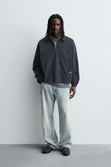 Zara Джинсовая рубашка-поло на молнии