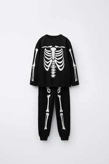 2–6 лет/пижама «скелет», светящаяся в темноте