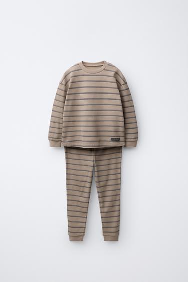 Zara 2-6 лет/пижама в полоску вафельной тканью