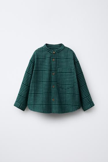 Zara Рубашка в клетку с воротником-стойкой купить с доставкой.
