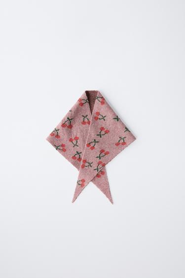 Zara Треугольная вязаная бандана с вишнями