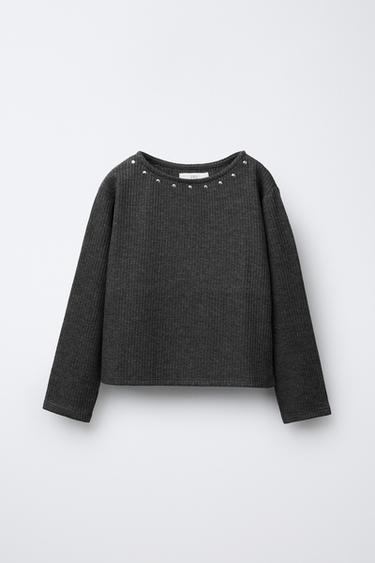 Zara Майка в рубчик с заклепками