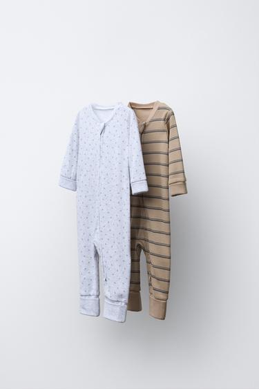 Zara TWO-PACK OF FLORAL AND STRIPED FULL SLEEPSUITS WITH CONVERTIBLE FEET купить с доставкой.