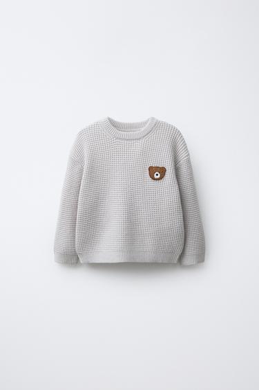 Zara Вафельный джемпер с нашивкой в виде мишки купить с доставкой.