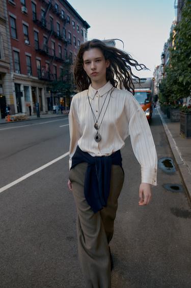 Zara Рубашка OVERSIZE в полоску купить с доставкой.
