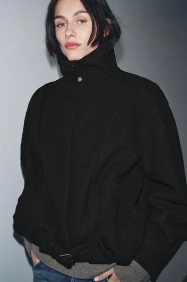 Минималистичная куртка-бомбер с шерстью — ZW COLLECTION