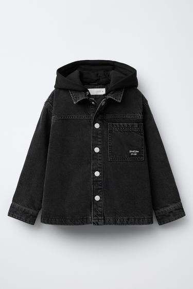 Zara Стеганая джинсовая куртка-рубашка с отстегивающимся капюшоном купить с доставкой.