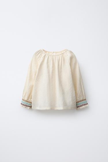 Zara Рубашка из сетчатой ткани в горошек с вышивкой купить с доставкой.