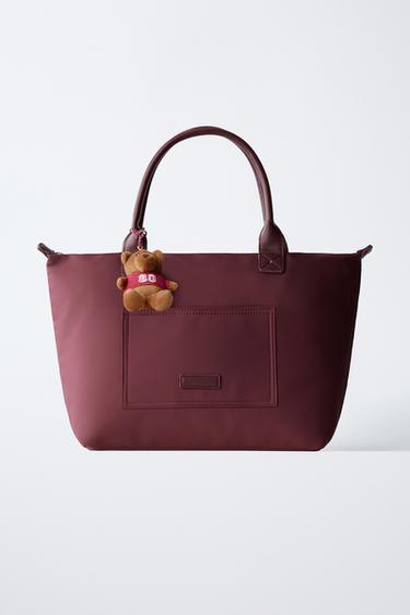 Zara Сумка из нейлона с подвеской в виде медвежонка купить с доставкой.