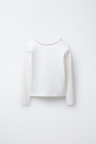 Zara Топ в рубчик со стразами купить с доставкой.